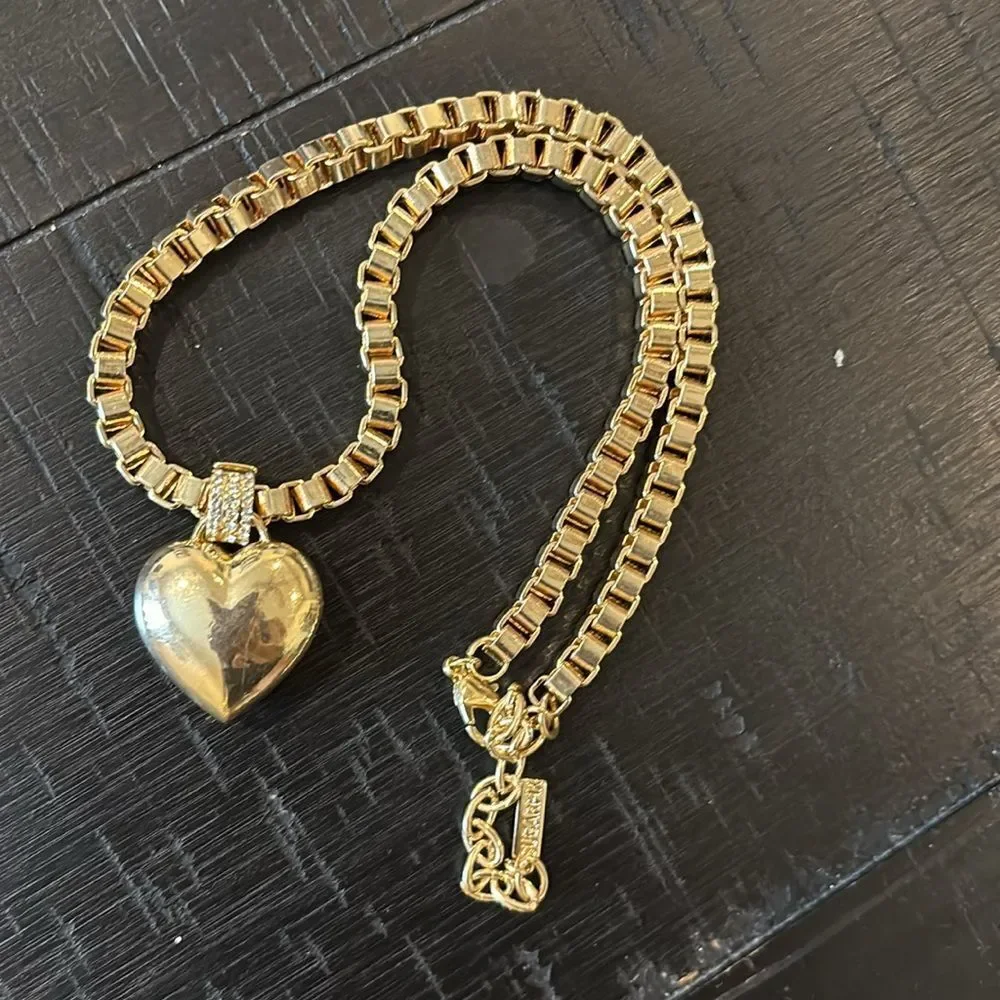 SUGARFIX by BaubleBar Puffy Heart Pendant Necklace - Gold Tone Rhinestone​